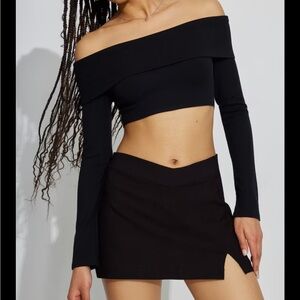 Garage Black Mini V Waist Skort